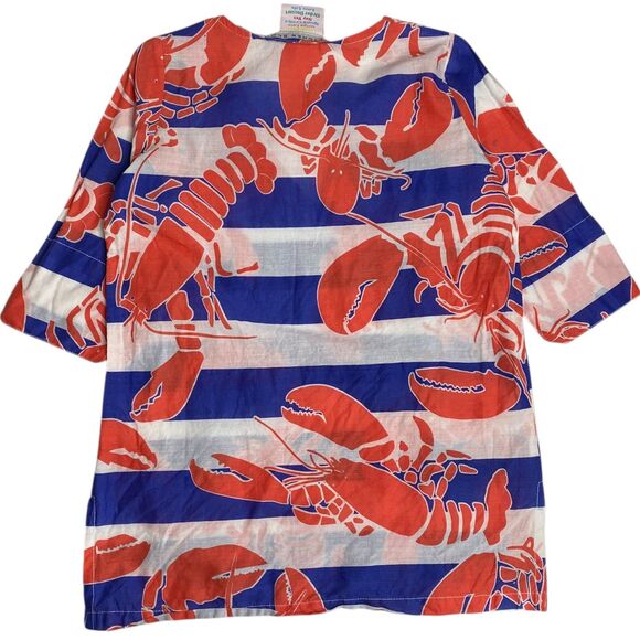 Gretchen Scott Tunic Shirt Girls 2/4 Cover Up Top Lobsters Coastal Beach Preppy - Picture 2 of 6